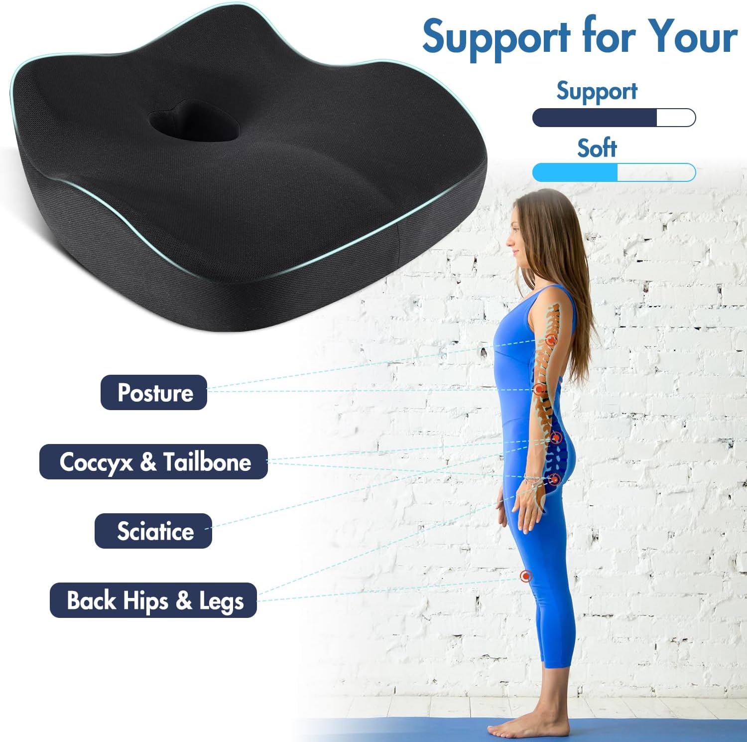 Thumbnail 3 de SKYNY Memory Foam Seat Cushion Tailbone Relief