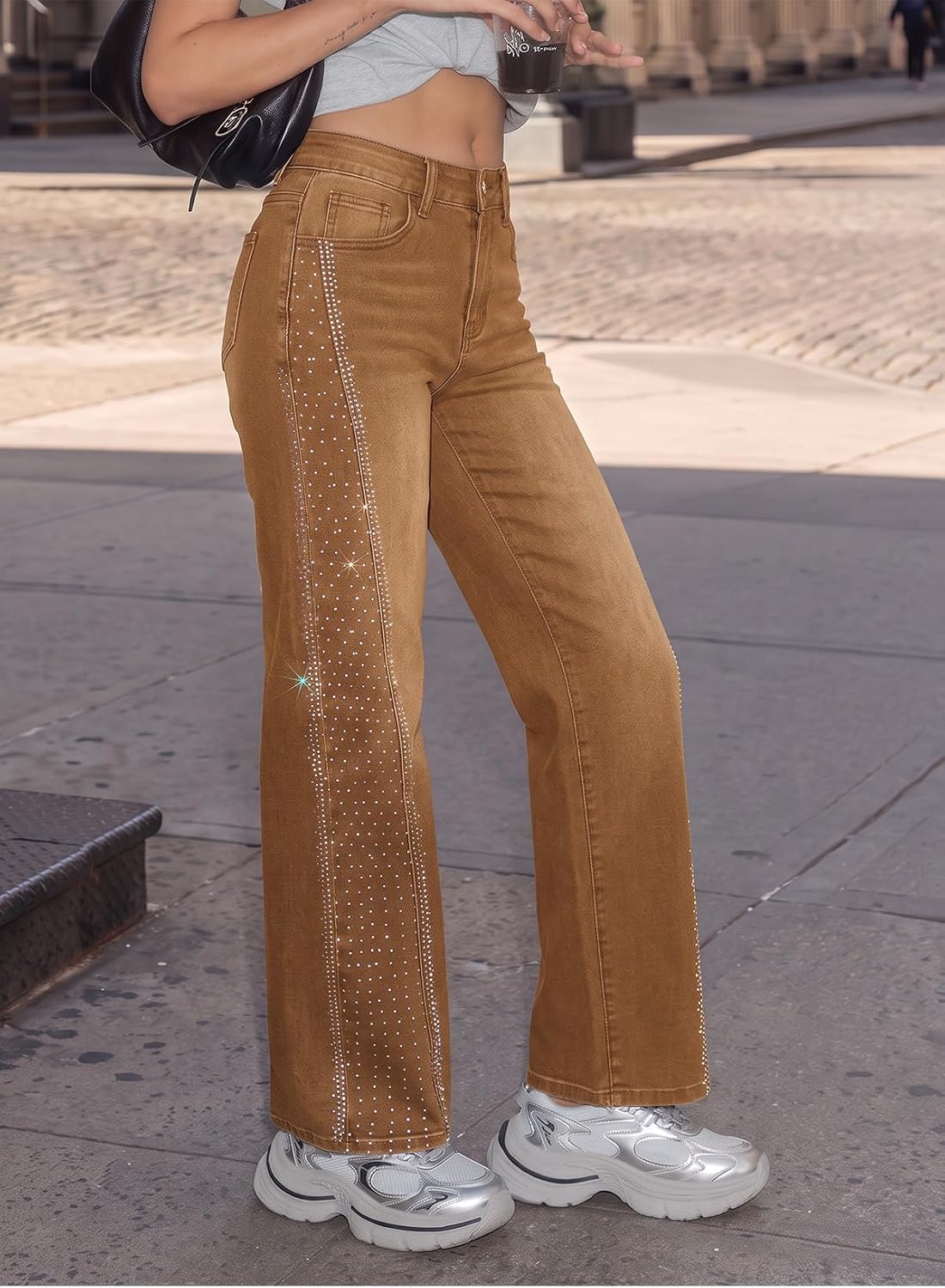 Detalle de Sidefeel Women's Wide-Leg Jeans