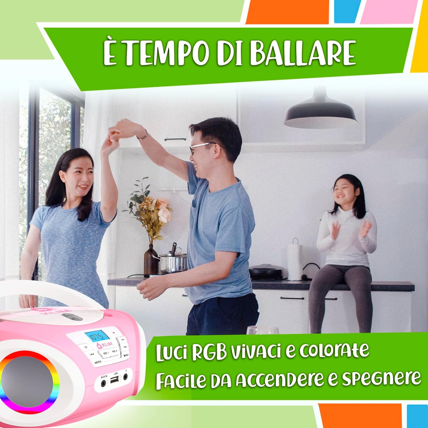 Detalle 2 de KLIM Candy Kids lettore CD portatile rosa