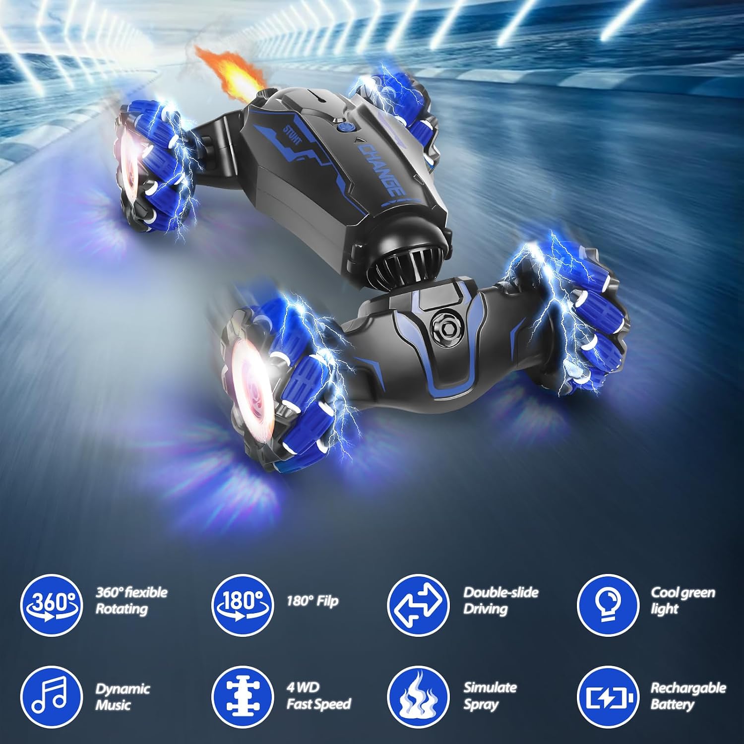 Thumbnail 6 de FEIMUOSI Stunt Car RC-stuntauto met 4WD, 360°-stunts en gebarenbesturing