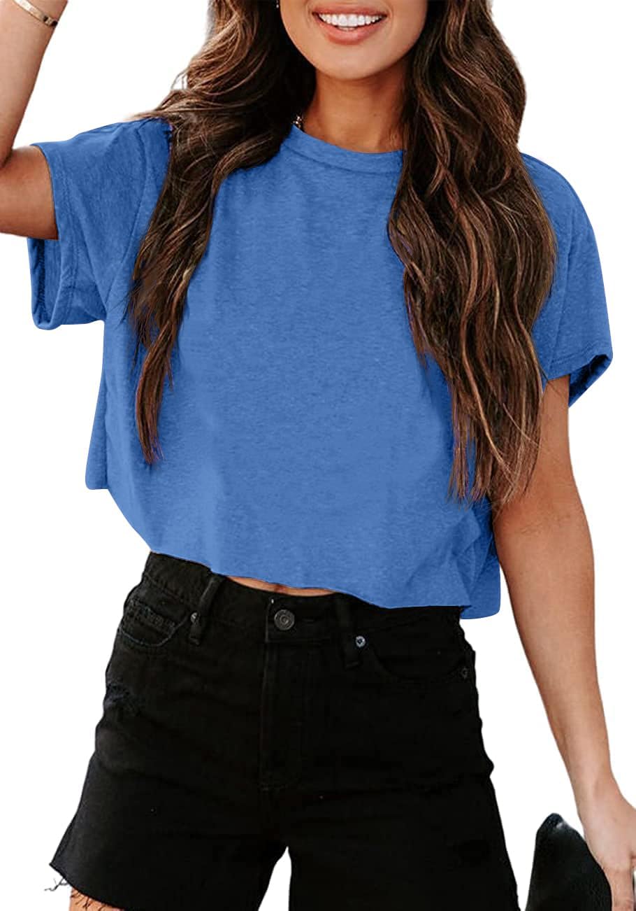 Detalle 2 de Tankaneo Crop Tops Damen Oversize Sport Oberteile – lockeres Sommer-T-Shirt