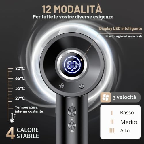 Thumbnail 7 de Asciugacapelli Ionico 180.000 RPM di Phon Capelli Professionale 500 Milioni di Ioni Negativi – aowoka