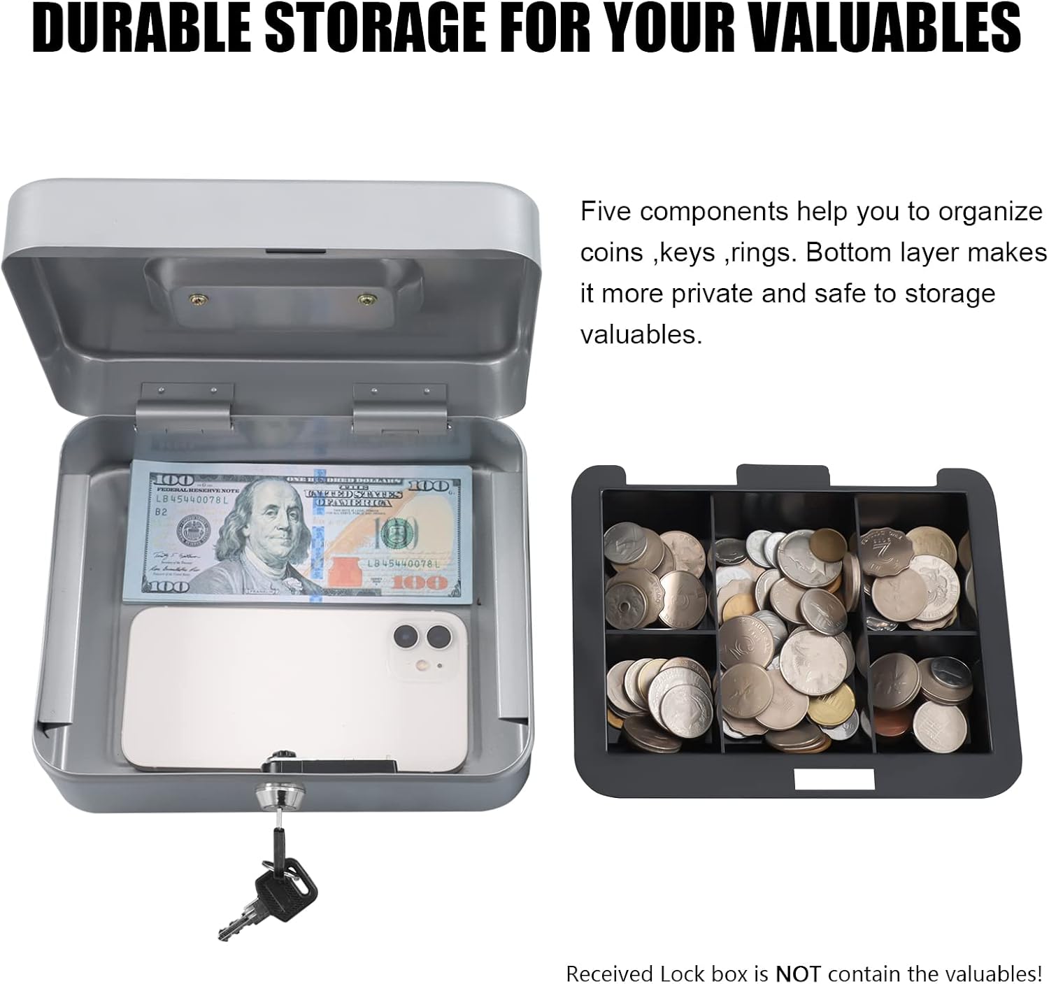 Detalle 2 de KYODOLED cf363c9b-50f8-40e5-9d5f-d933c43349fd Medium Cash Box with Key Lock