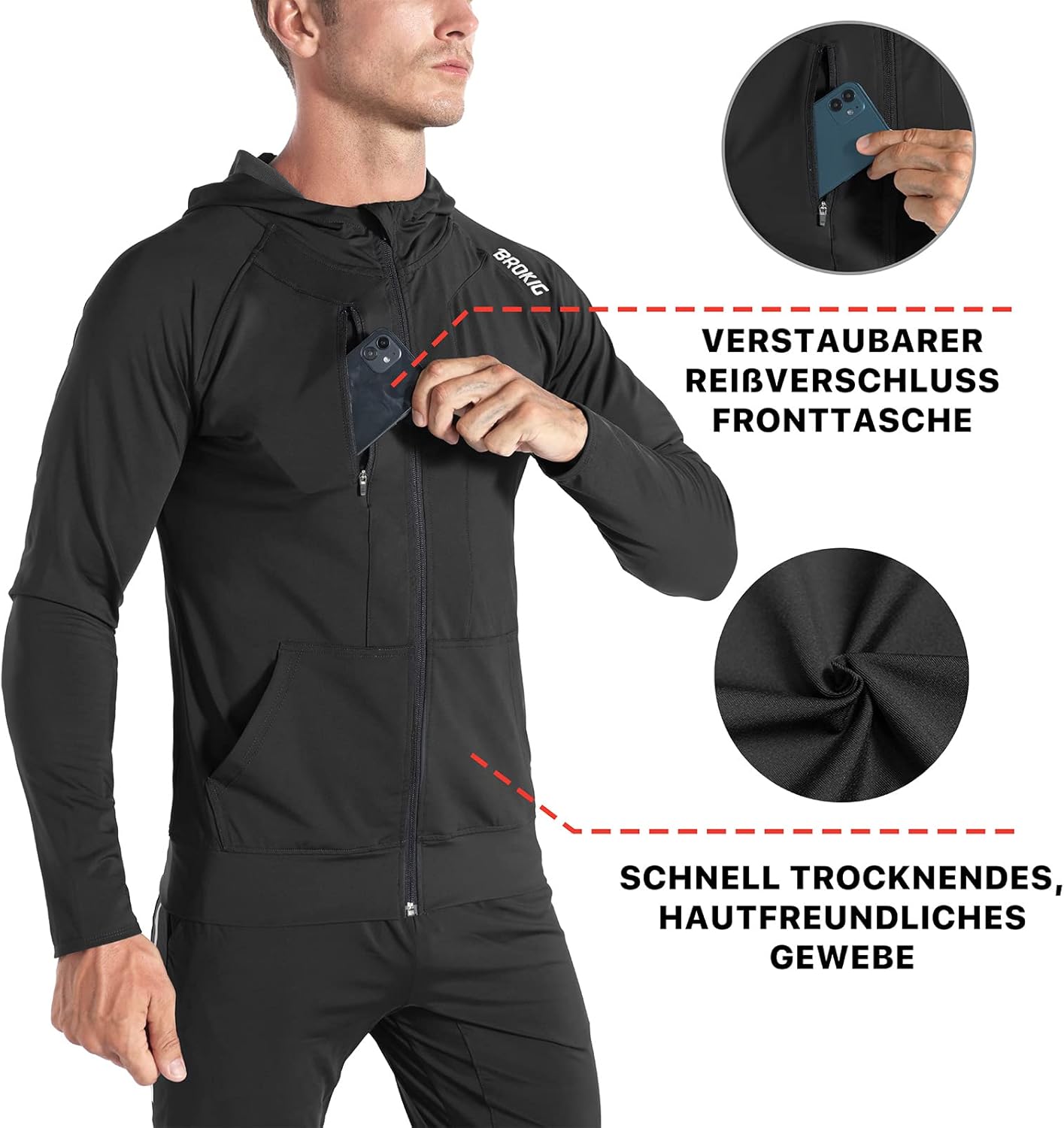 Thumbnail 2 de BROKIG Leichte Laufjacke Hoodie Herren