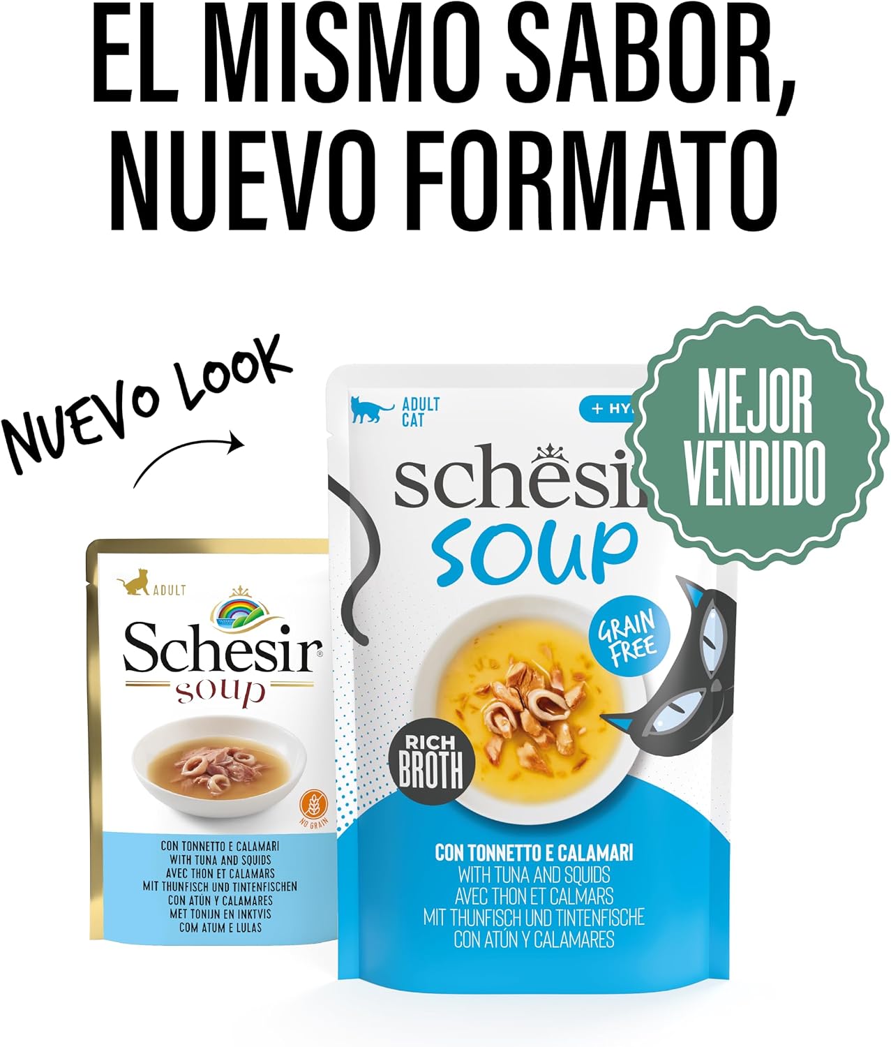 Detalle de Schesir Sopa con Filetes de Atún y Calamares para Gatos — 12 x 40 g