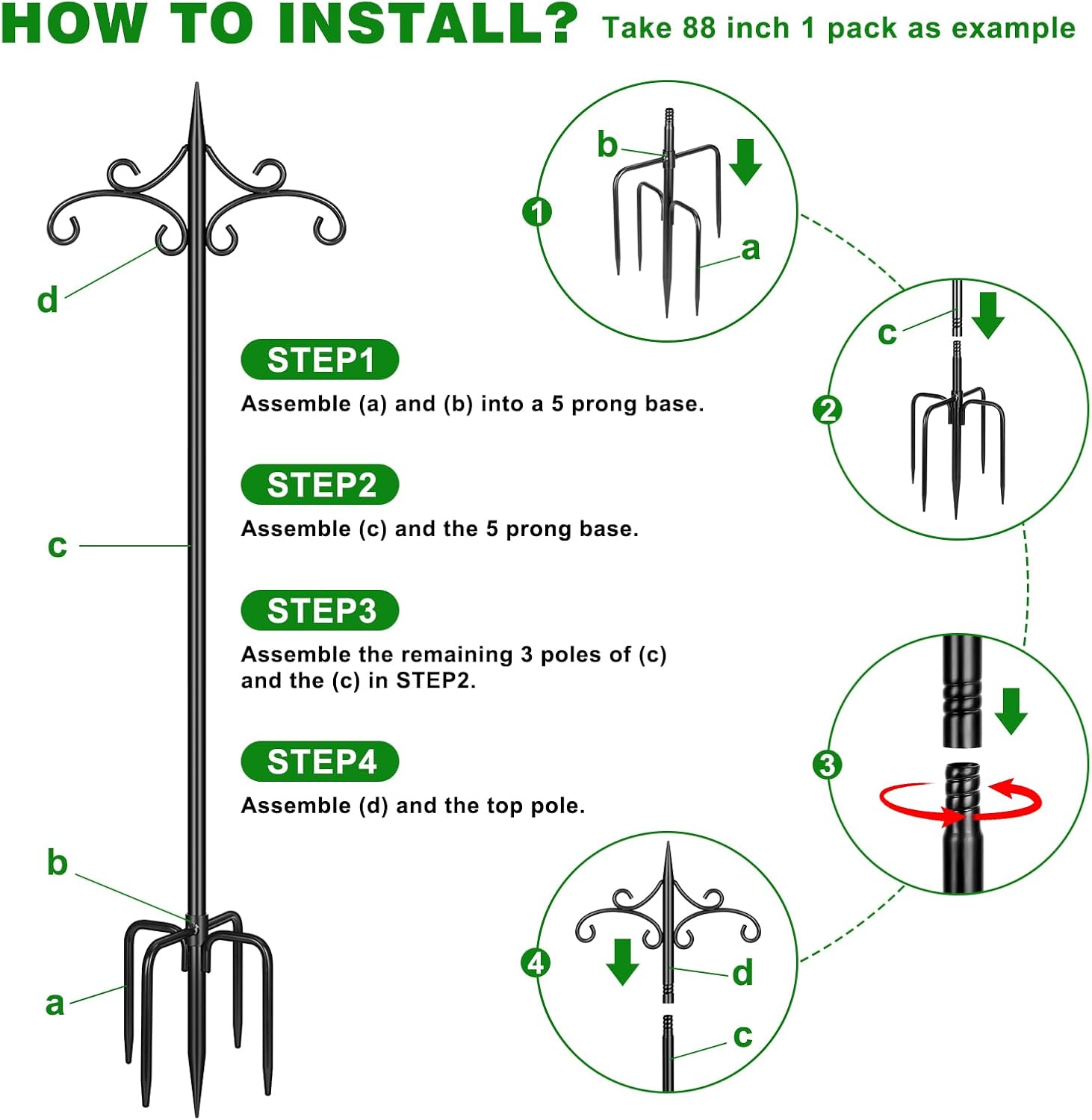Thumbnail 5 de Tegarbed HKTY-5MYGSG-SSZ-88-1 Shepherd Hook with 88-Inch Pole and Squirrel Baffle