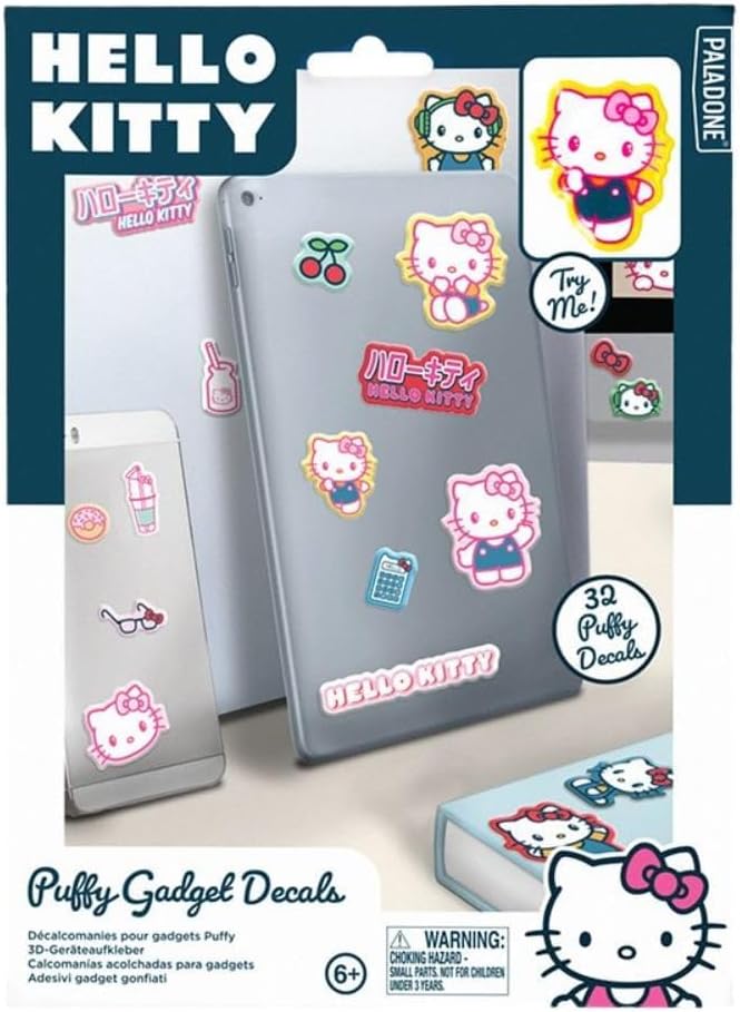 Detalle 2 de Paladone Hello Kitty Offiziell lizenzierte Puffy Gadget Decals – 32 3D Aufkleberpaket