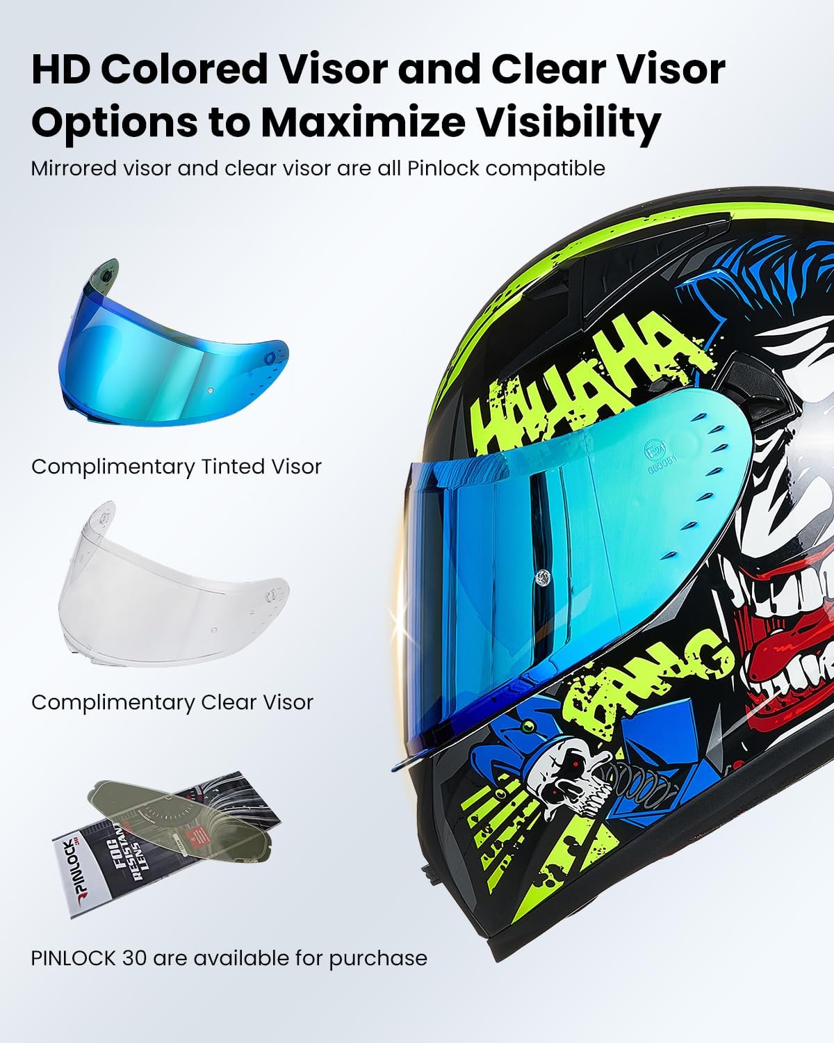 Detalle 2 de ILM Z501 Full-Face Motorcycle Helmet (Surprise Yellow, Medium) with Clear & Tinted Visors