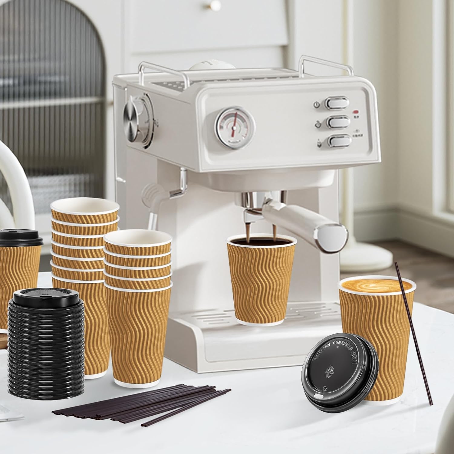 Detalle de Lamosi Disposable Coffee Cups, 12 oz