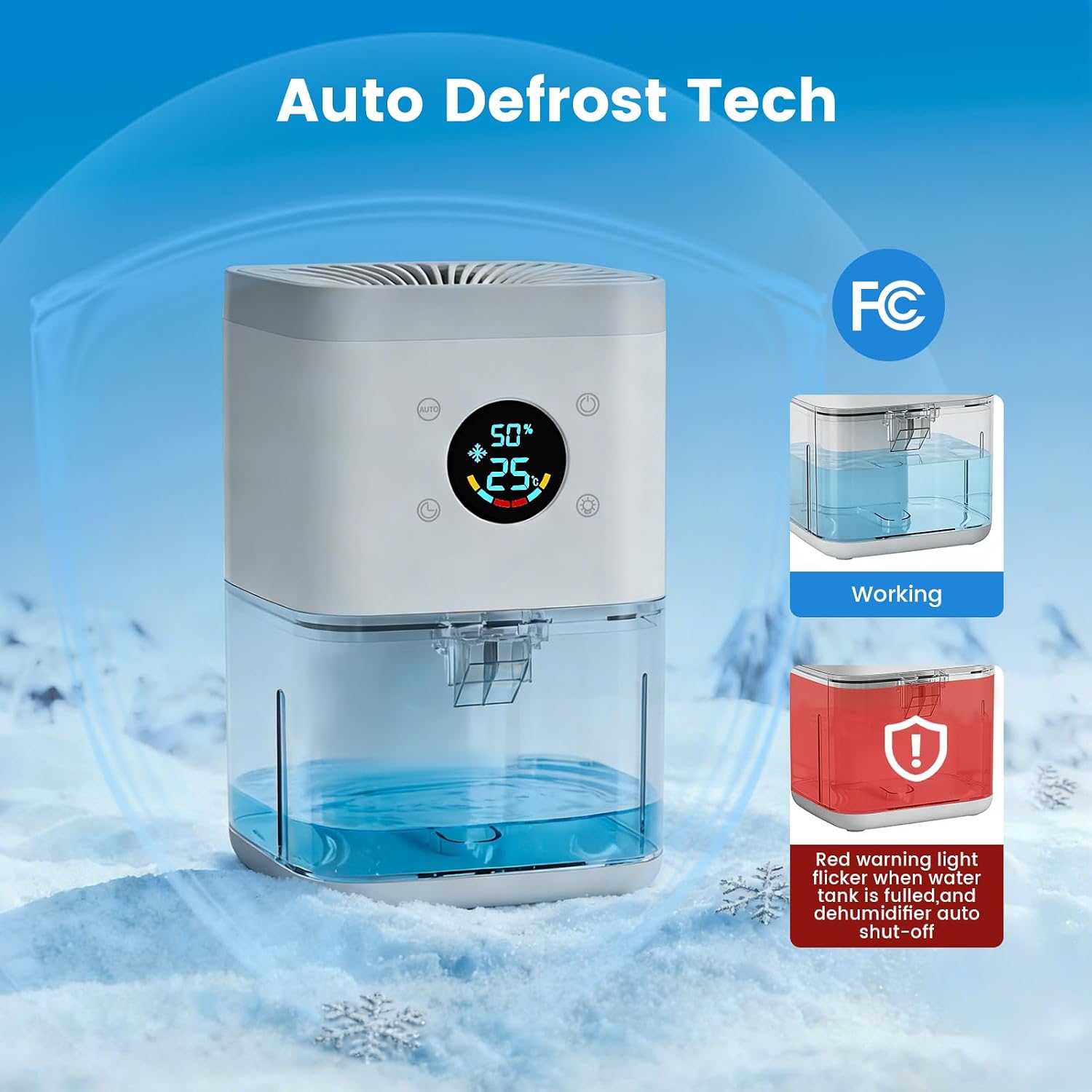 Thumbnail 6 de Semzodax D01 Small Dehumidifier, 63 oz Tank, 35 dB, Auto Defrost
