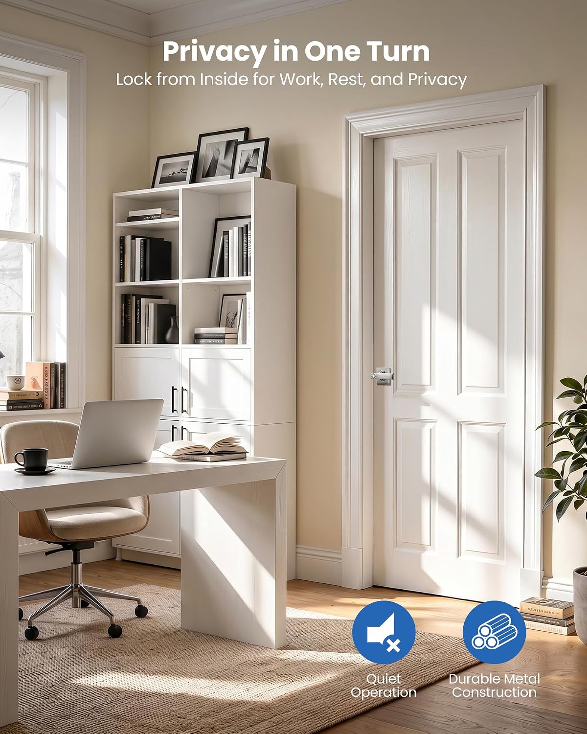 Detalle de Veise Privacy Door Levers, Satin Nickel