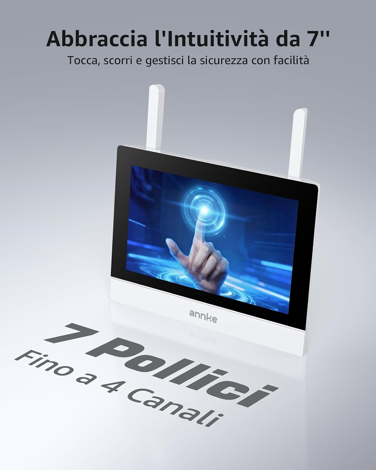 Detalle de ANNKE Kit di Sorveglianza Wifi 3MP con Schermo LCD da 7" e NVR 4CH 5MP con Touch Screen