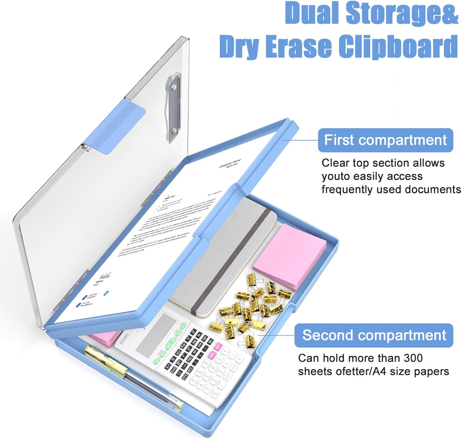 Thumbnail 3 de Hongri Clipboard with Storage 8.5 x 11 Blue