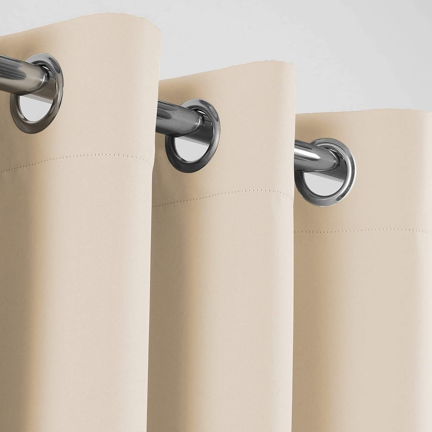 Thumbnail 2 de AMEHA Eyelet Blackout Curtains (2 Panel) – Cream, 66x54 Inch with Tiebacks