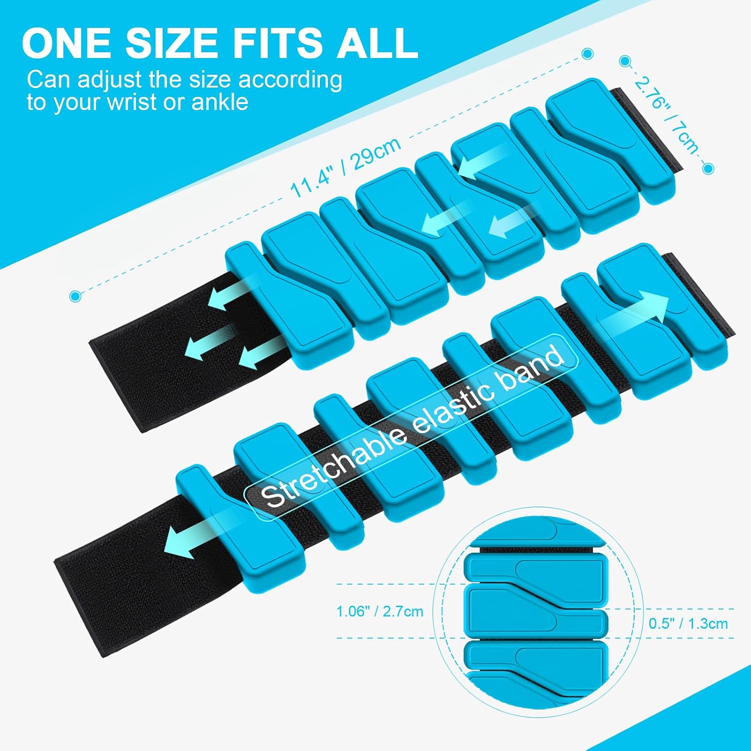 Detalle 2 de AdLife Adjustable Wrist and Ankle Weights, 2 lb Pair, Modular Silicone