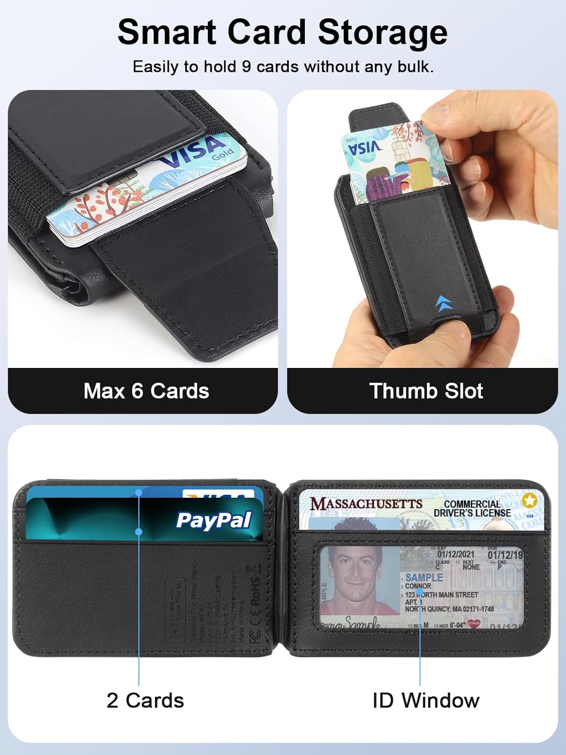 Thumbnail 4 de TopMade for MagSafe Wallet (Works with Apple Find My) Magnetic Card Holder with Stand, RFID Blocking, 9 Cards, Black