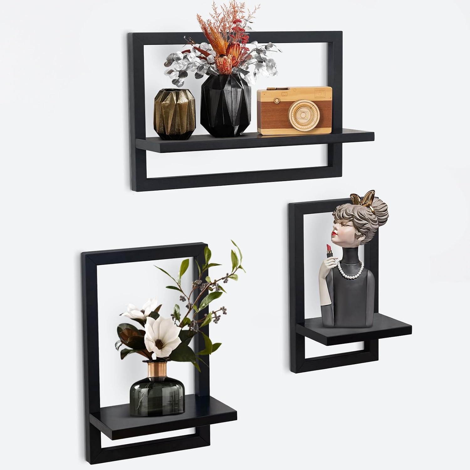 Detalle de hi-home Set mit 3 Wandregalen Schwarz