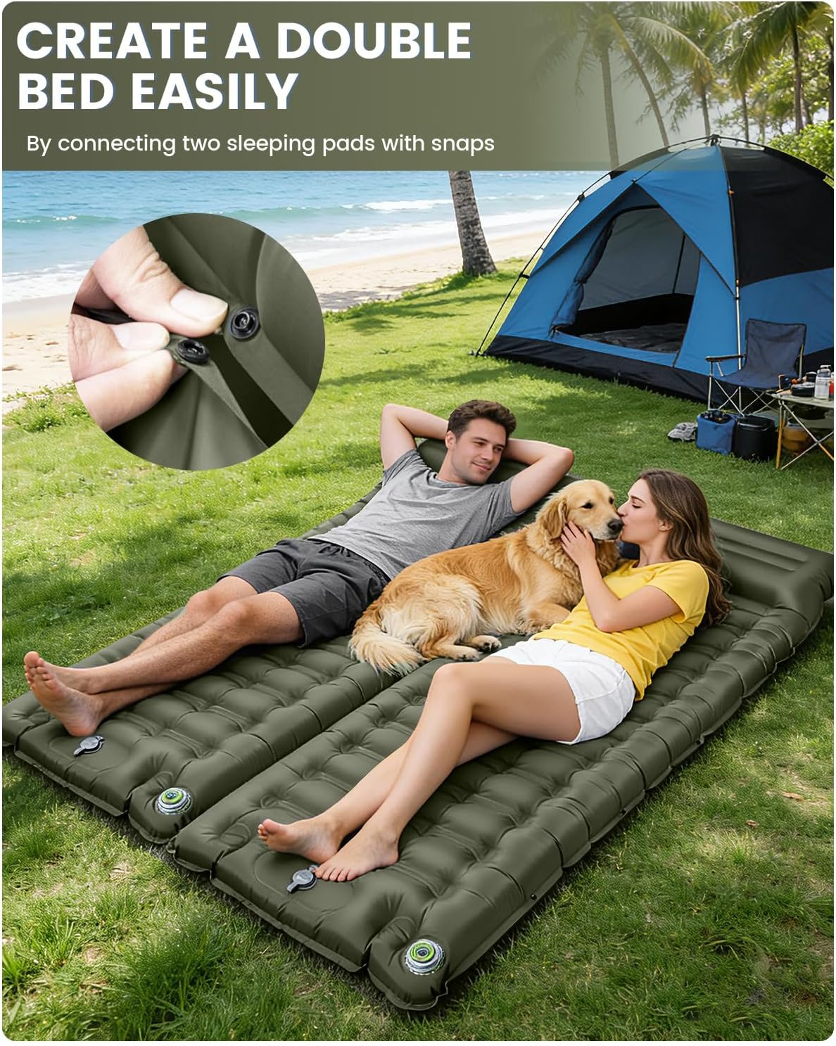 Thumbnail 5 de WARMTUYO Isomatte: Leichtes, 12 cm dickes Luftbett fürs Camping mit USB‑Pumpe