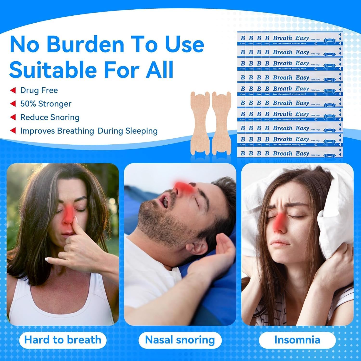 Thumbnail 2 de Nasenpflaster Nasal Strips für besseres Atmen – 60er Pack Schnarchstopper von (Hersteller nicht angegeben)