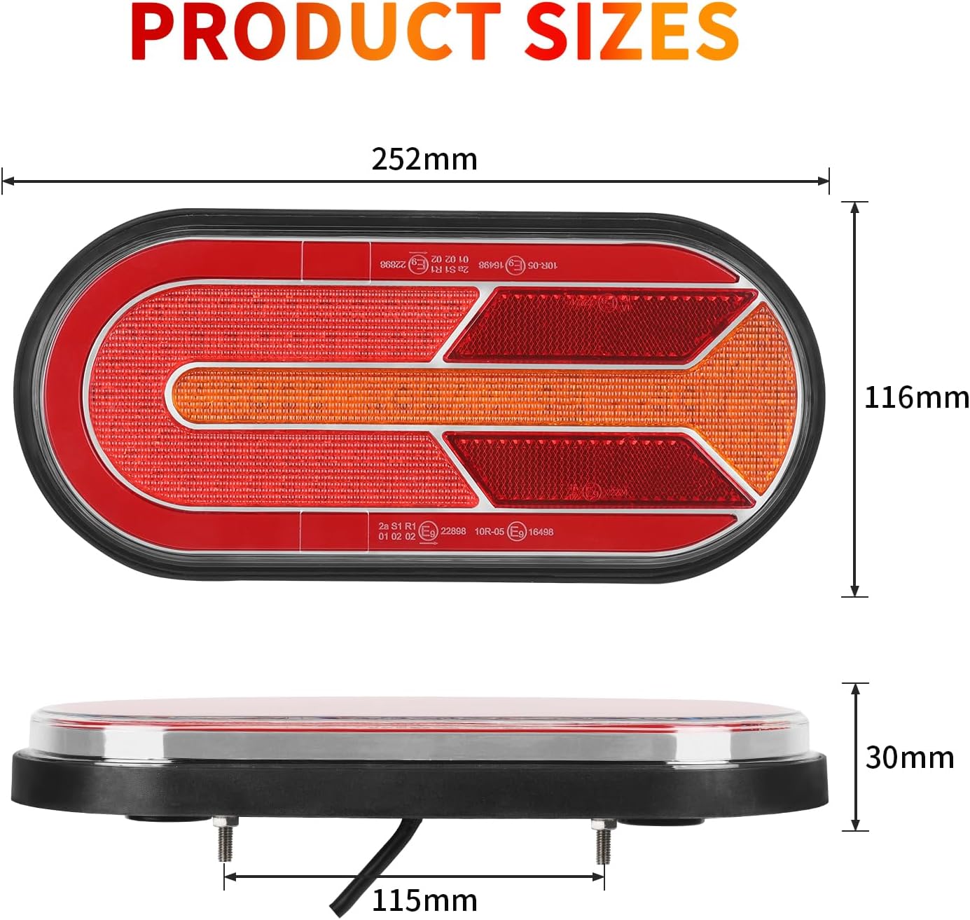 Thumbnail 1 de AOHEWEI 12/24V LED Rear Trailer Lights – 2 Pack