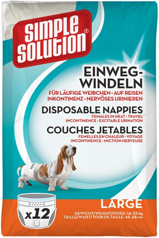 Simple Solution Pannolini Monouso per Cani Femmina, Grande/XL – Confezione da 12
