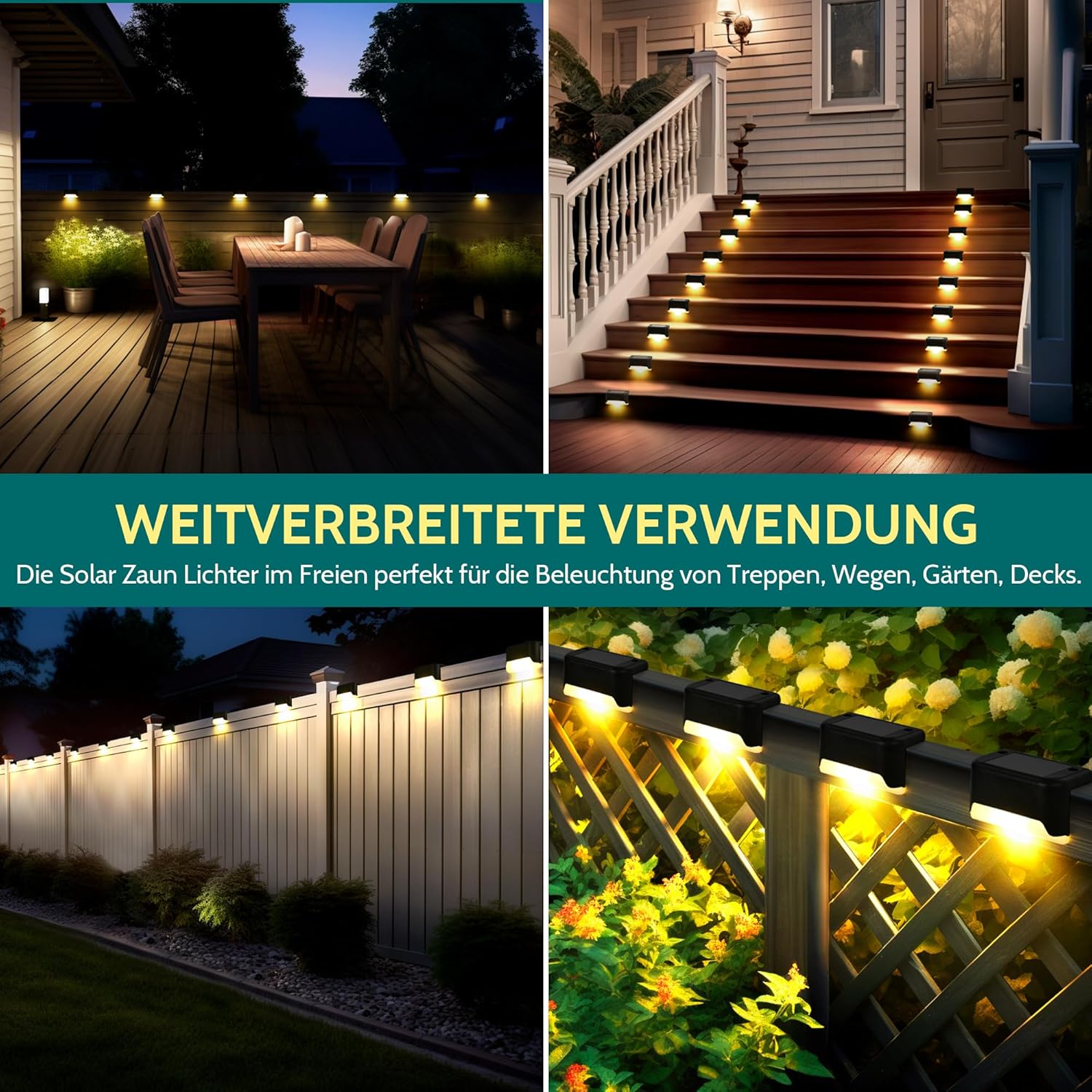 Thumbnail 5 de Solpex Solarleuchten für außen – 12er-Set Schwarz LED Garten-/Treppenlicht warmweiß, wasserdicht