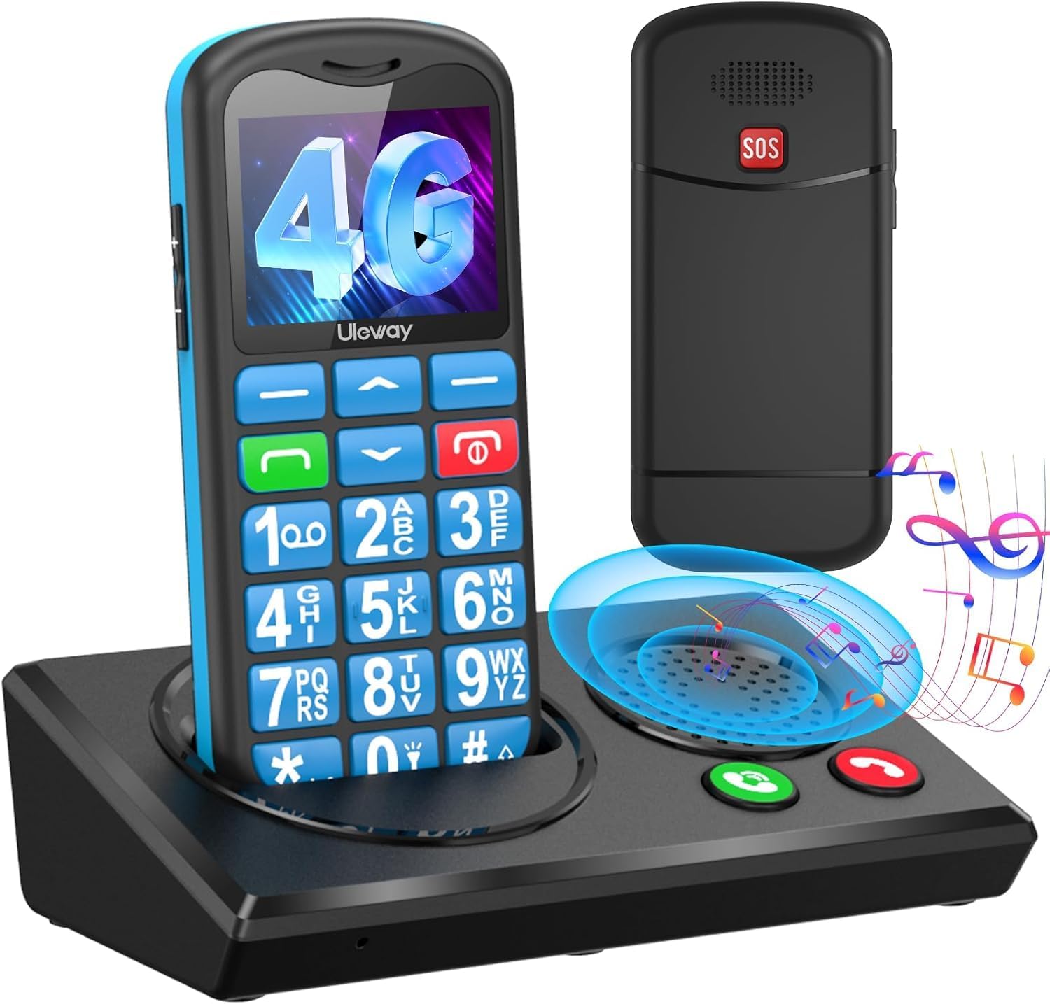 CHAKEYAKE 4G Big Button Senior Phone with Bluetooth Dock – SOS Button, Loud Speaker, 1.77" Colour Display