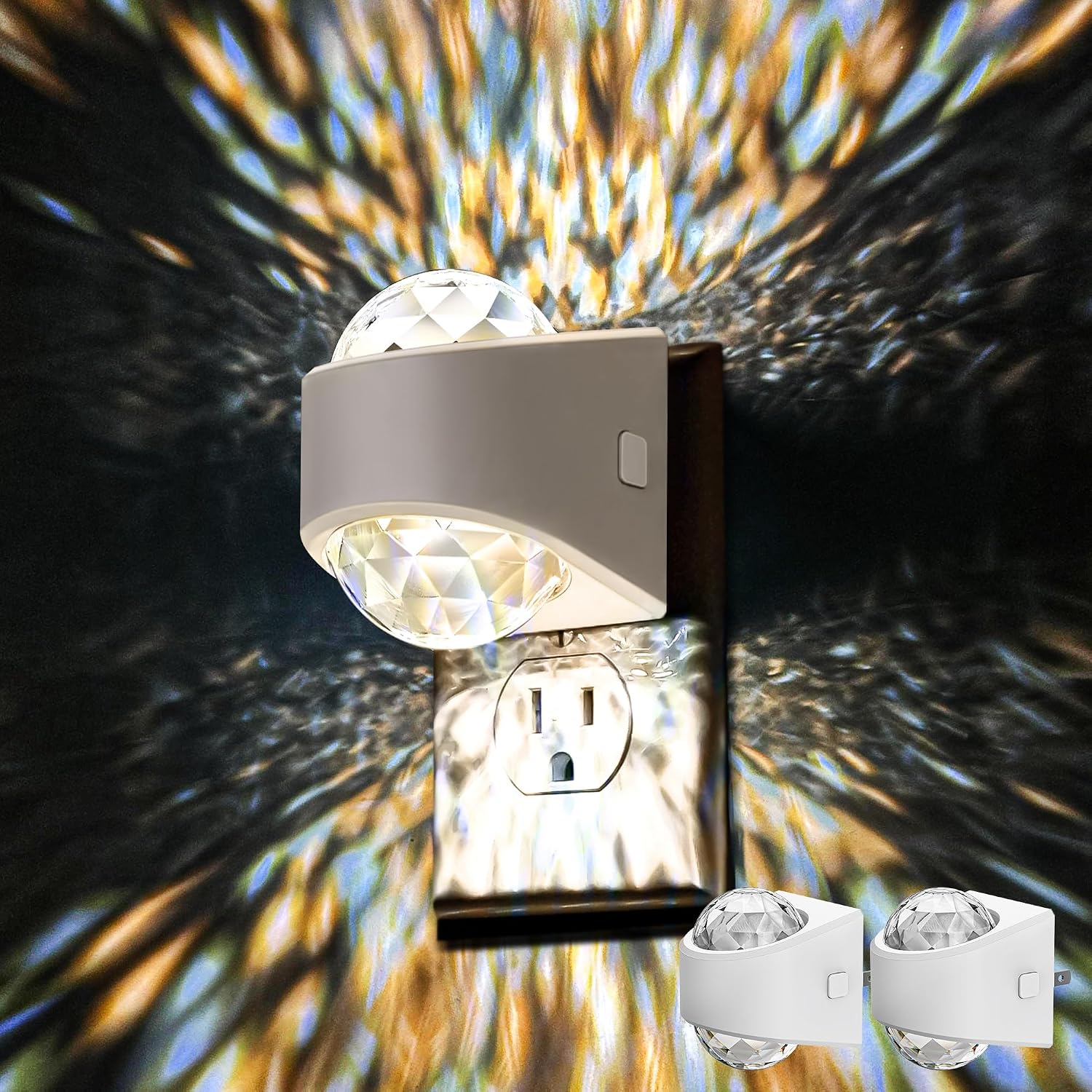 Detalle de Briignite Color-Changing Projector Night Light, 3CCT, Dusk-to-Dawn Sensor, 2-Pack