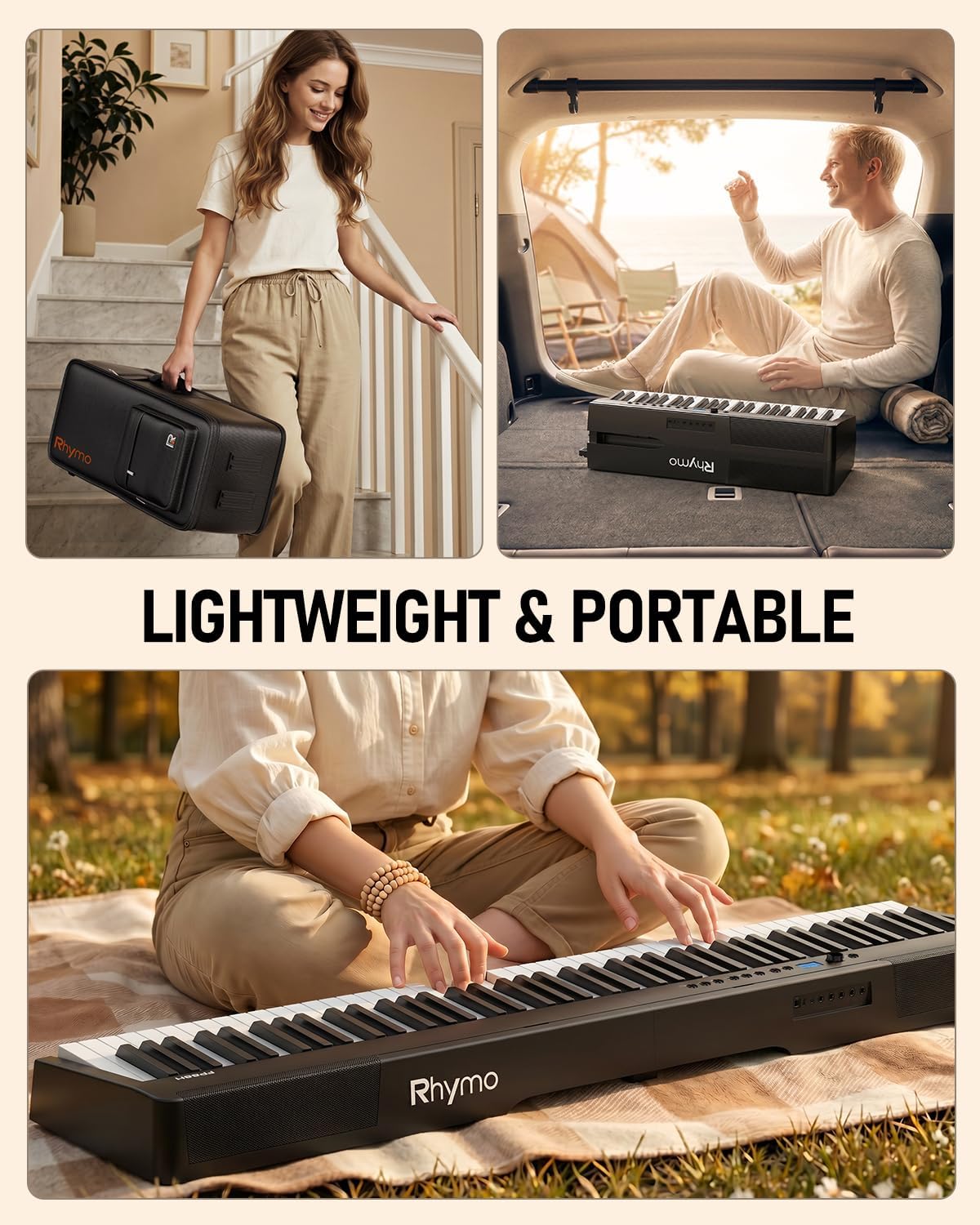 Detalle 1 de Rhymo FP88H Folding Digital Piano, 88-Key Hammer Action with Bluetooth