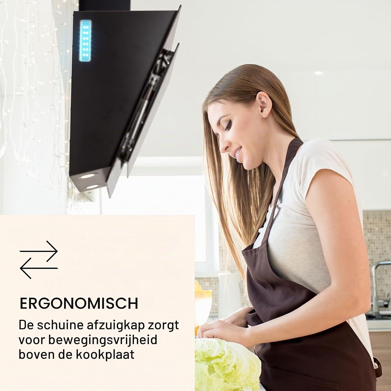 Detalle de Klarstein 1004023 Aurora afzuigkap 90 cm met 563 m³/h, wifi en RGB-leds