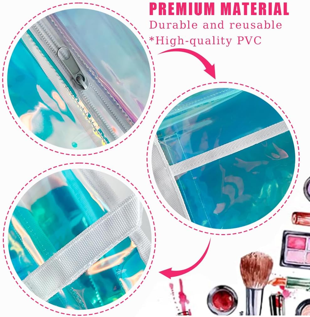 Detalle de TotePrint Mode Frau Tasche – transparente holographische Strandtasche aus TPU (35 × 27 × 15 cm)
