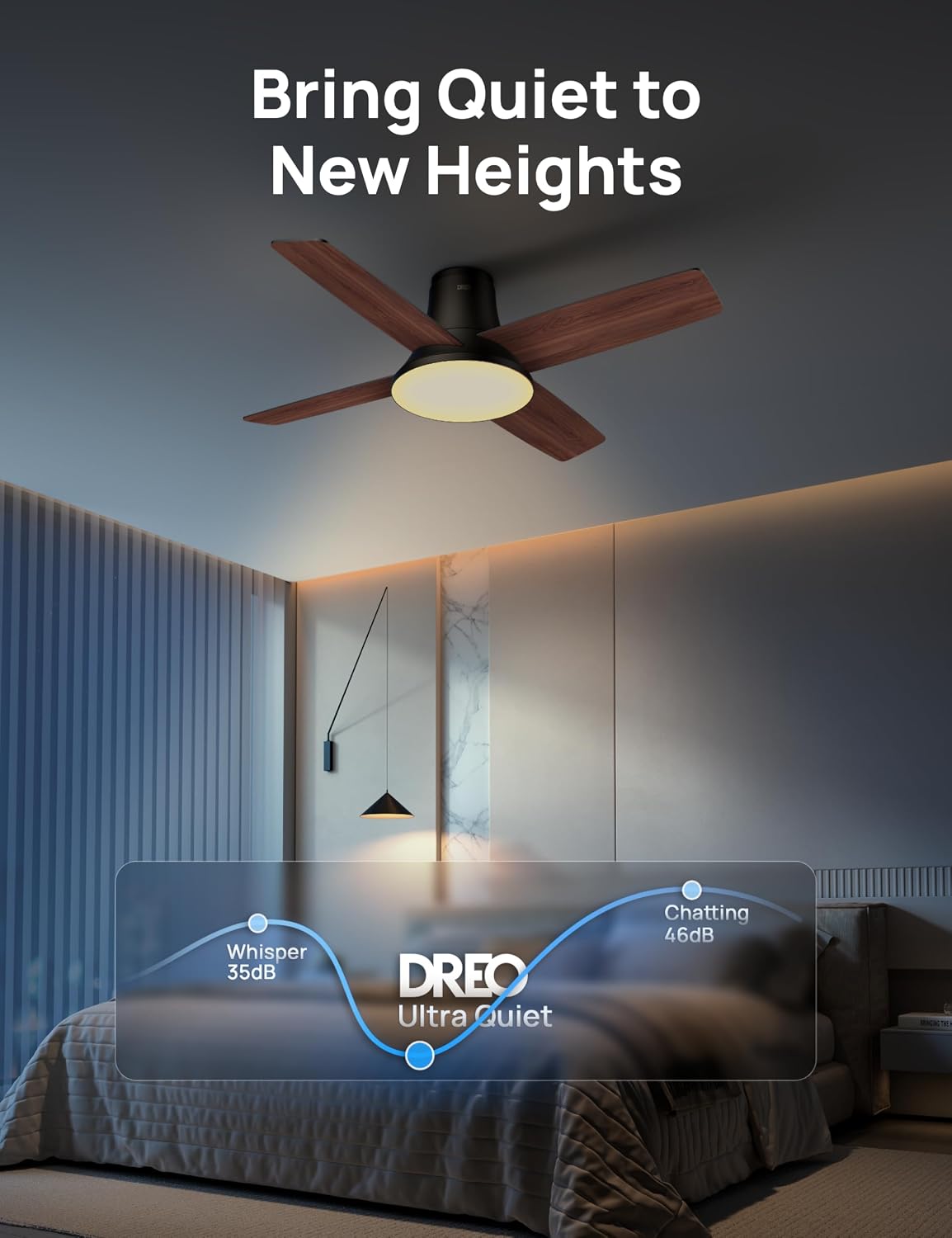 Thumbnail 6 de DREO DR-HCF003 Black 44-inch Smart Ceiling Fan with Dimmable LED