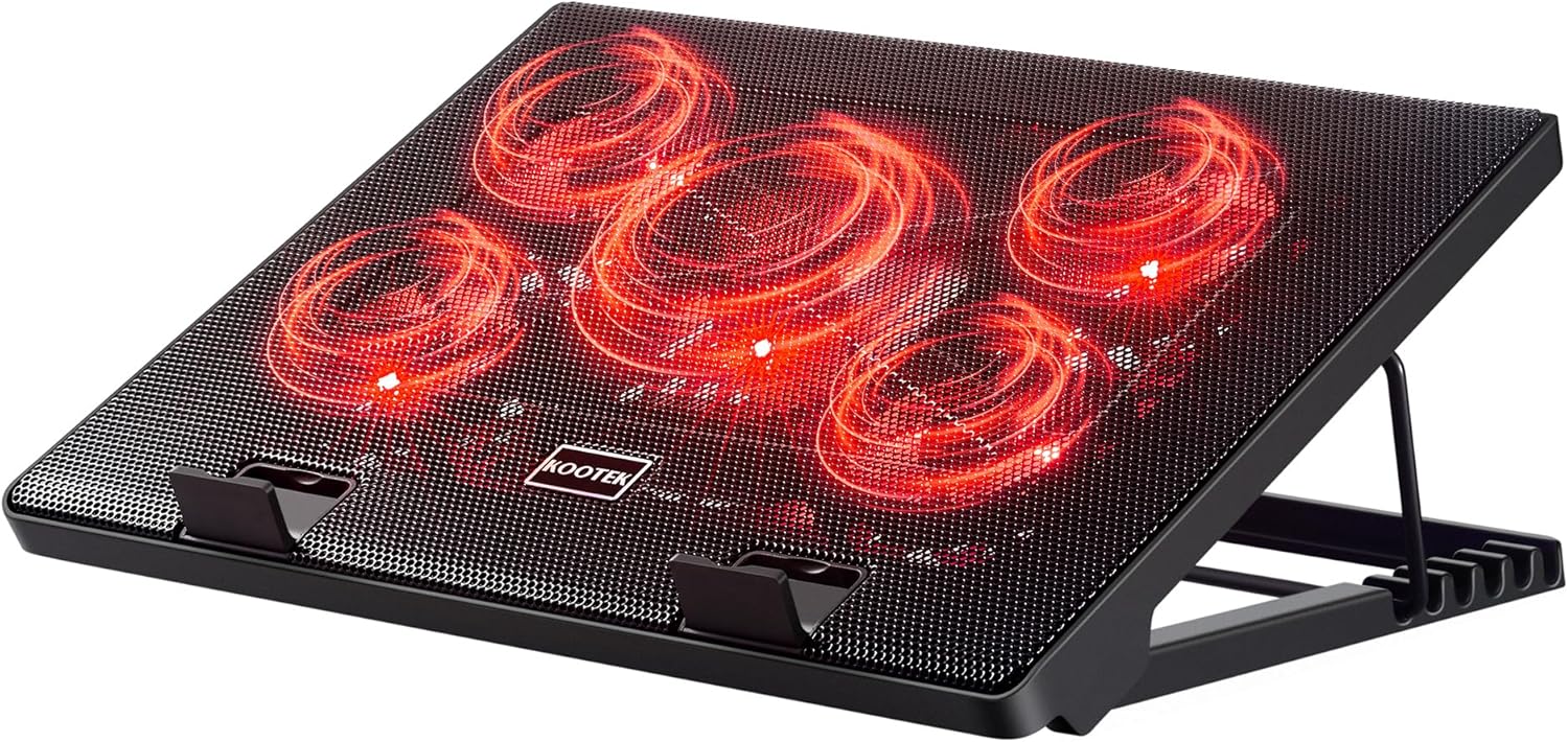 Detalle de Kootek LCP05 Laptop Cooling Pad with 5 Fans, 6 Height Settings and USB Hub