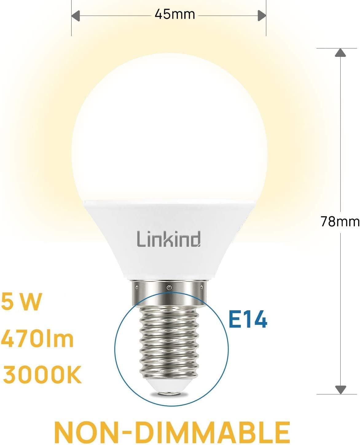 Thumbnail 1 de Linkind Bombilla LED E14 4.9W Luz Cálida 3000K 6 Unidades
