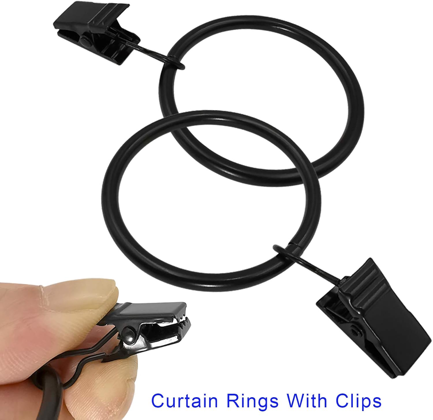 Detalle 2 de AMZSEVEN 40-Pack Metal Curtain Rings with Clips 1.5 in 🪟