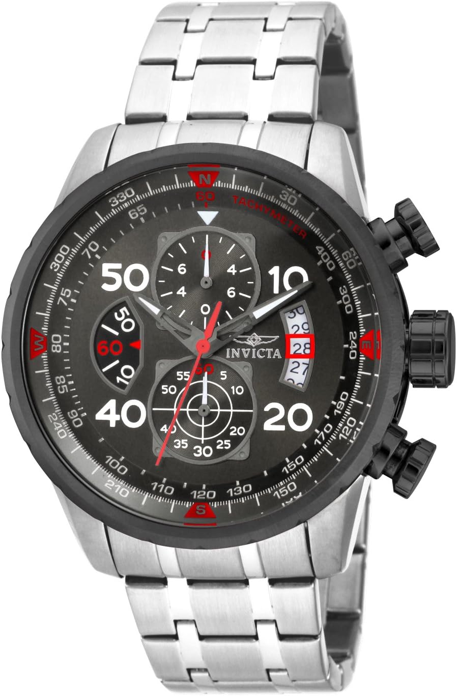 Thumbnail 1 de Invicta Aviator Homme – Montre quartz en acier inoxydable, cadran noir, 10 bars, 2 ans de garantie