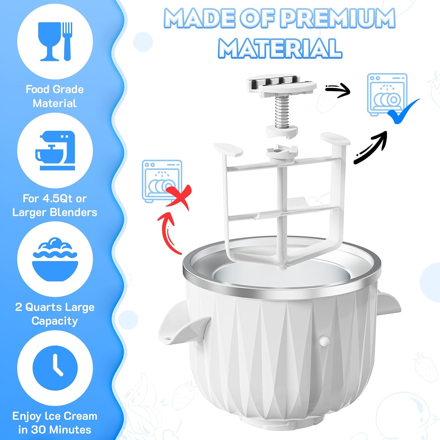 Detalle de GVODE Ice Cream Maker Attachment, 2 Qt