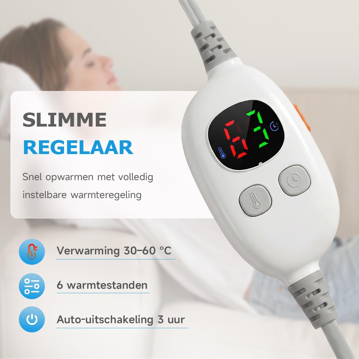 Detalle de GOTCOZY HP-J-3060 elektrisch warmtekussen 30 × 60 cm, 6 warmtestanden