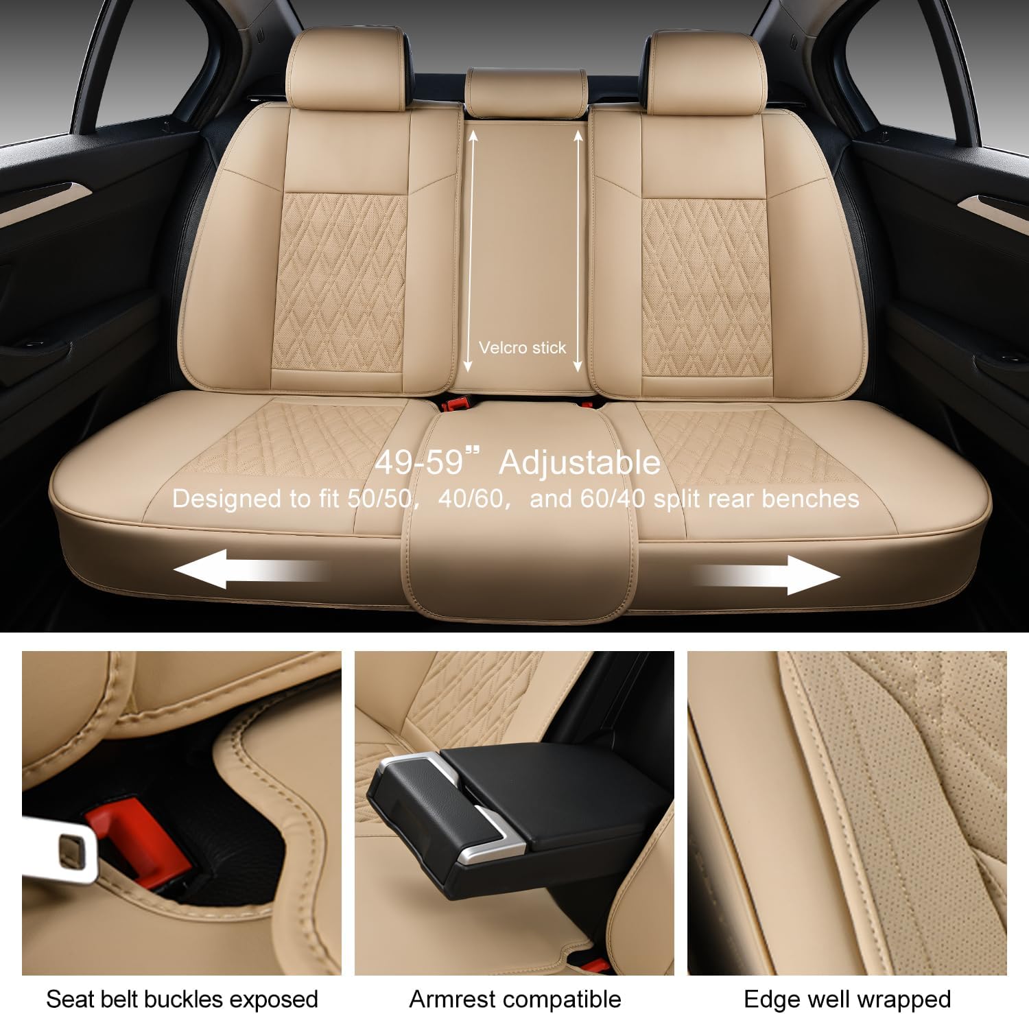Detalle 2 de TINRAIYANG Car Seat Covers Full Set 3-Piece
