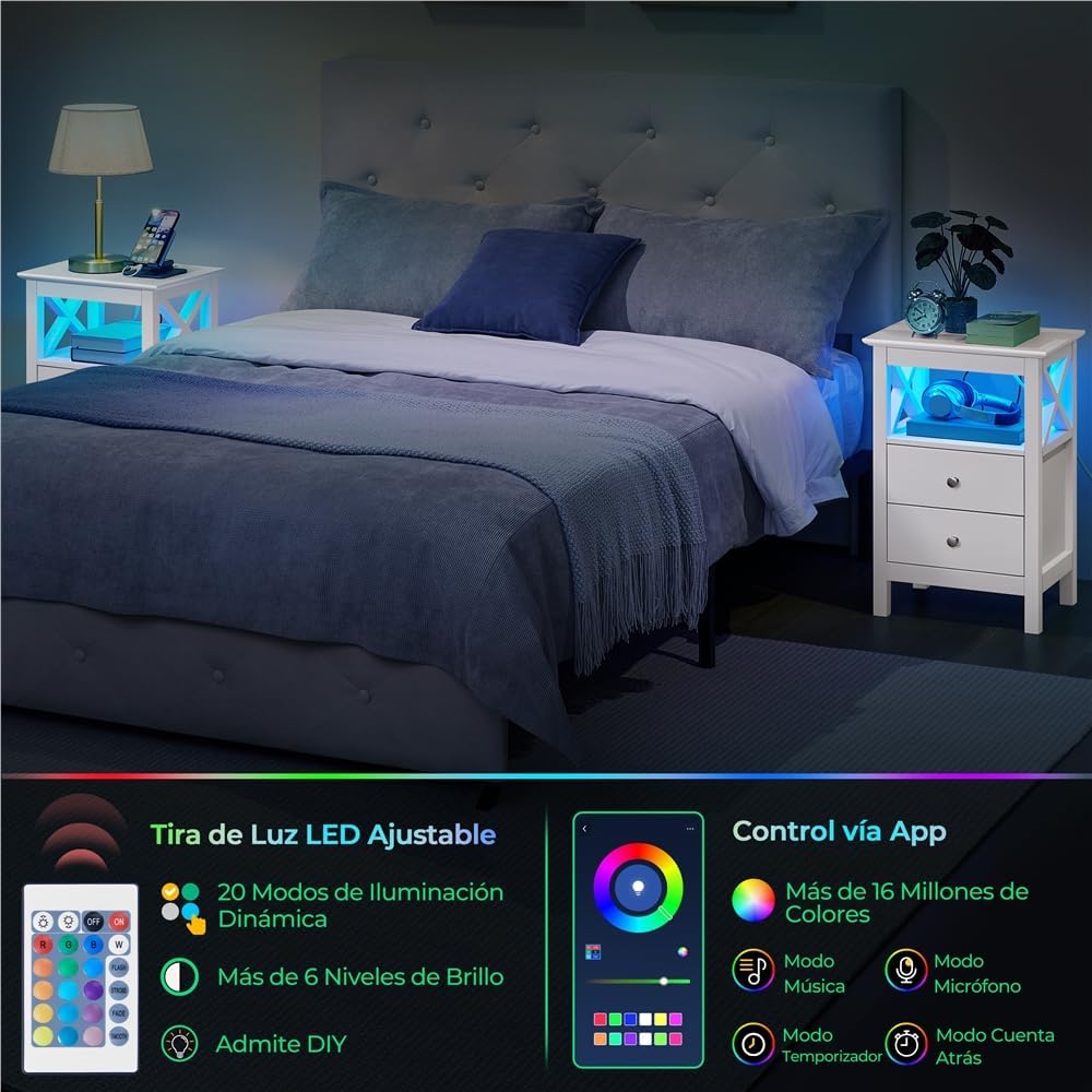 Thumbnail 5 de Yaheetech Mesitas de Noche 40x30x60 cm