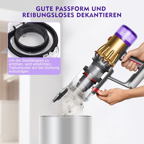 Detalle de V12 Slim Staubbehälter für Dyson V12 Detect Slim Absolute – kompatibler Ersatzbehälter mit Filter