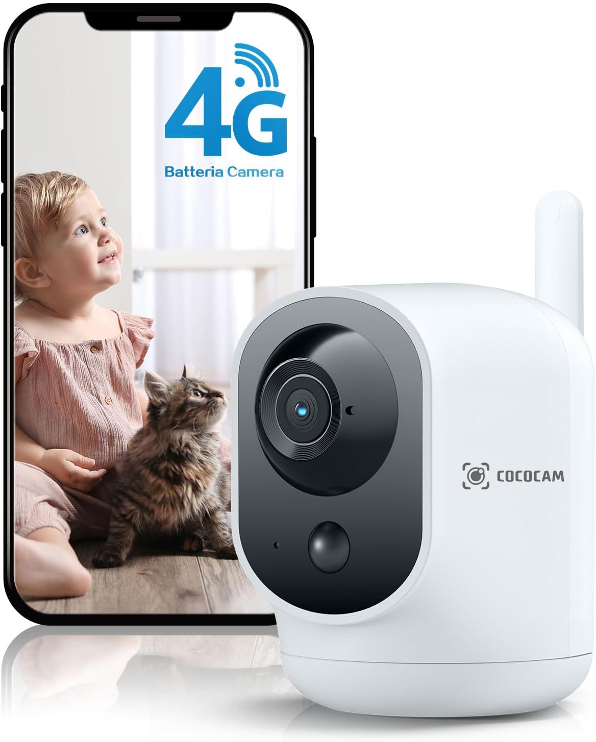 Detalle de COCOCAM 4G Telecamera interna 2K con SIM, batteria 6000mAh