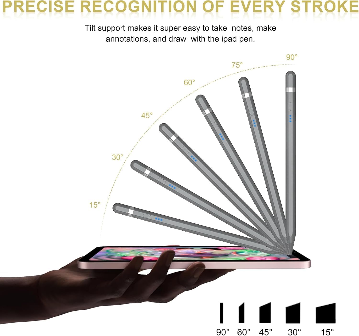 Detalle de Pencil 1. Generation für iPad 2018–2026 – kompakter Stift mit Schnellladung und Magnetfunktion (Grau)