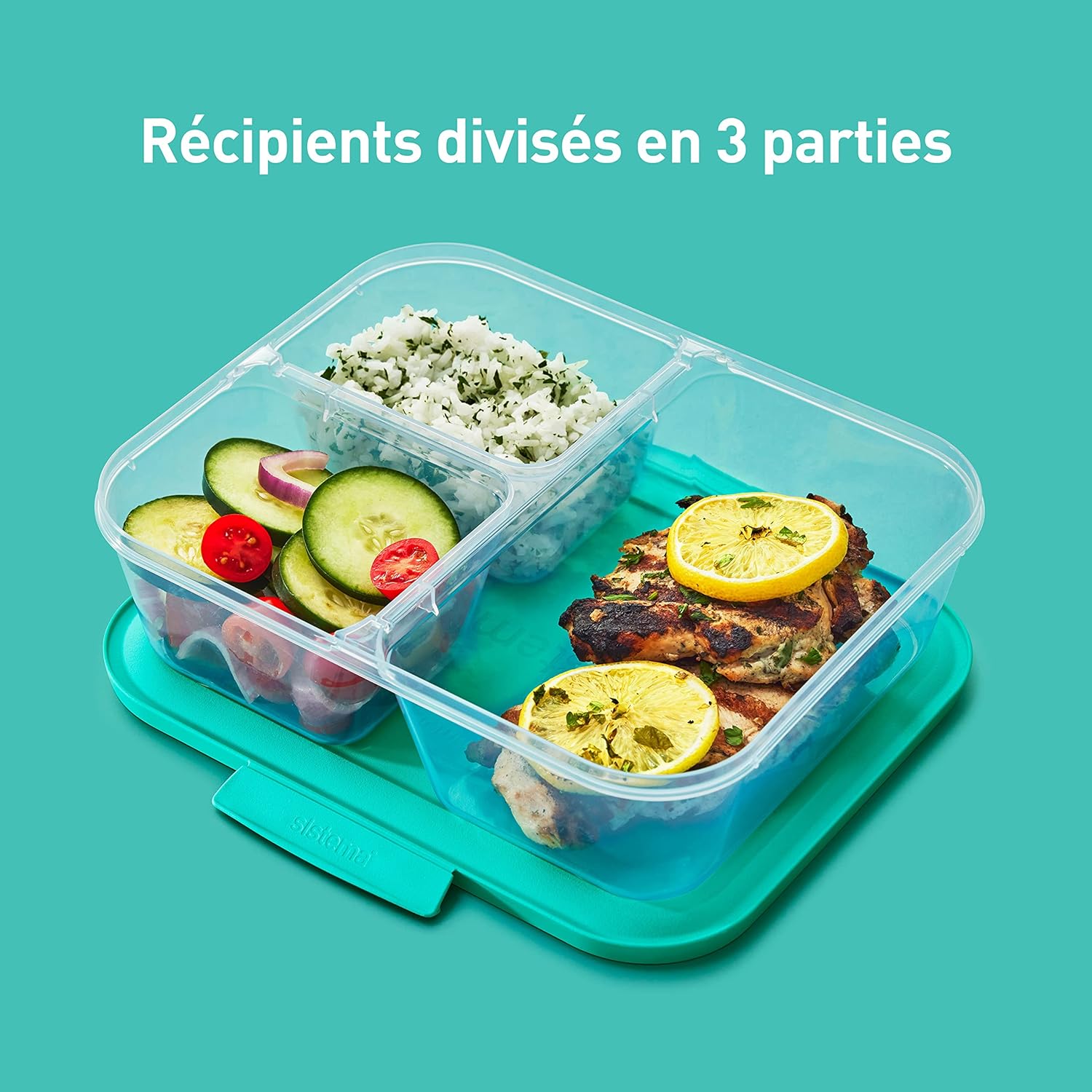 Thumbnail 3 de Sistema NEST IT Récipients plats préparés | 1,9 litre, lot de 5, compartiments et couvercle | Vert