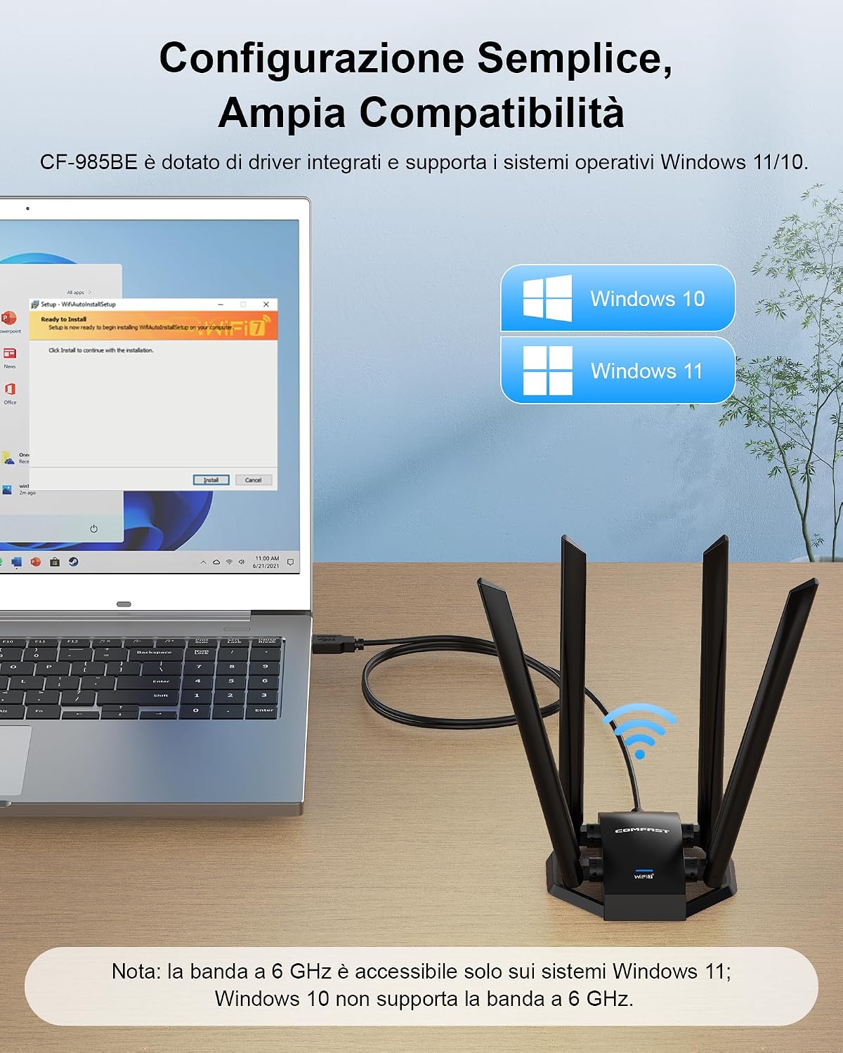 Thumbnail 6 de COMFAST WiFi 7 Chiavetta USB 3.0 – Adattatore WiFi Tri-Banda con 4 Antenne ad Alto Guadagno