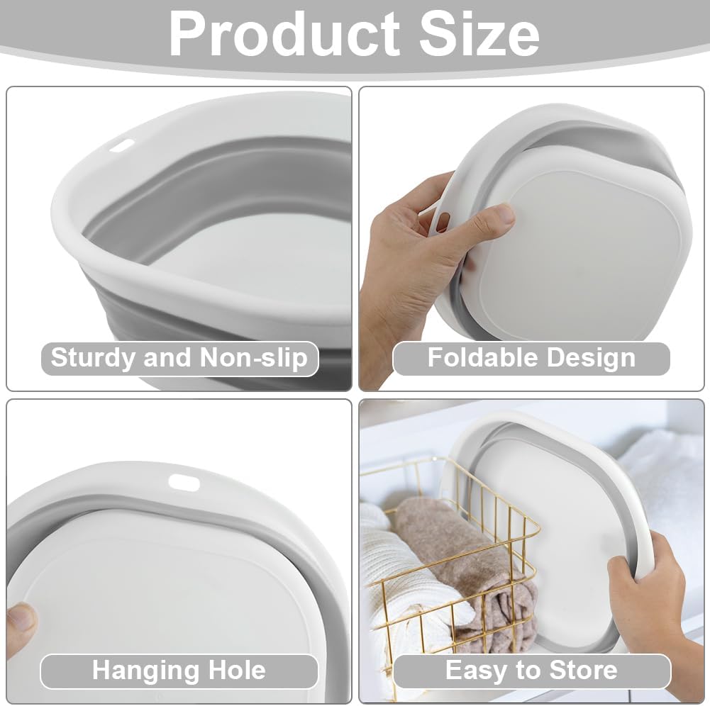 Thumbnail 2 de Flintronic 3.5L Collapsible Washing Up Bowl (Folding Hand Wash Basin) – Portable silicone-style travel basin, Grey