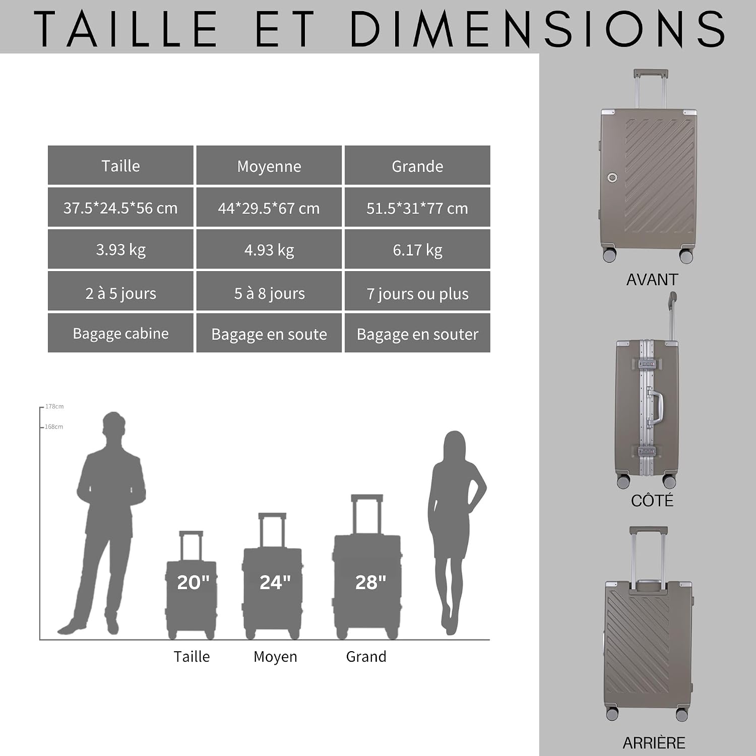 Detalle de 100% Polycarbonate Zipperless Large Suitcase (Khaki Grey) with Double TSA Locks and 4 Wheels