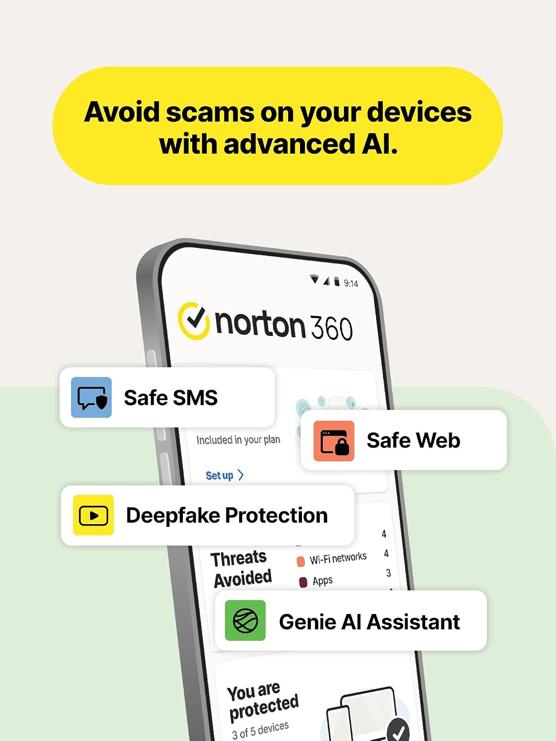Detalle de Norton 360 2026 Antivirus Software for 5 Devices with VPN and AI Scam Protection
