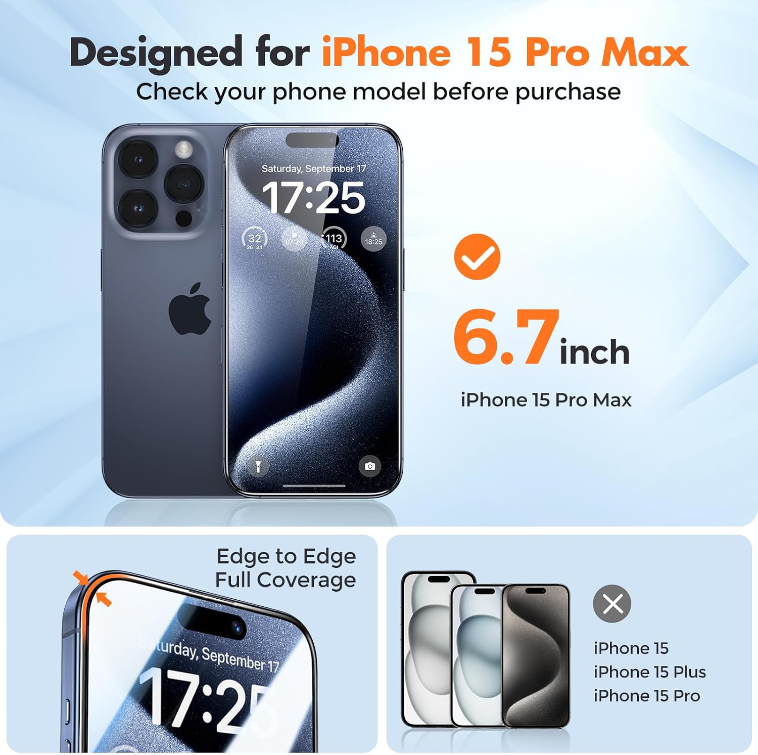 Thumbnail 1 de UNBREAKcable Screen Protector 3-Pack for iPhone 15 Pro Max