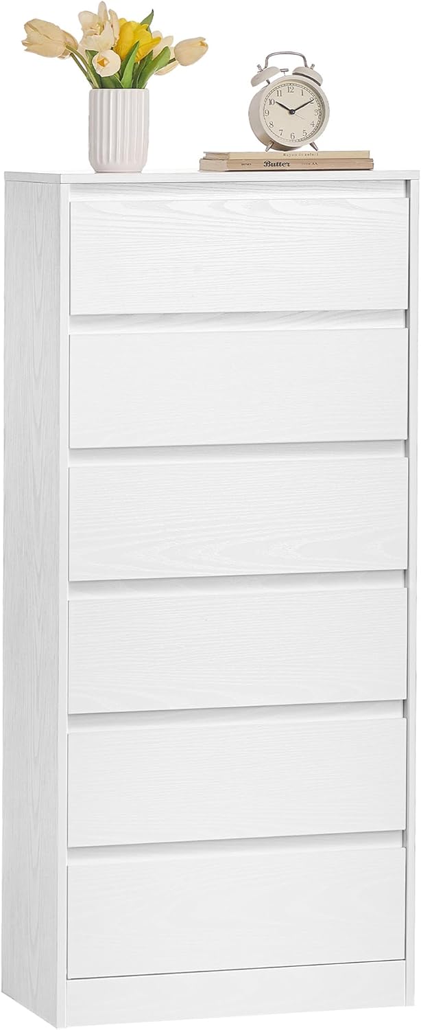 Detalle de VASAGLE KAILYN Collezione – Cassettiera a 6 cassetti in bianco neve, stile moderno